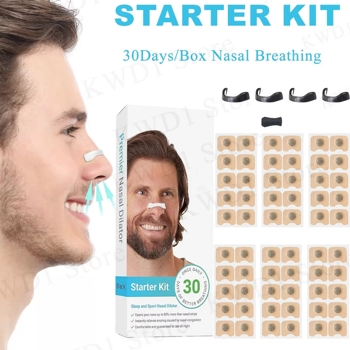 60PCS Sport Nasal Dilator Sleep Nasal Breathing Dilators Starter Kit Nose Breathe Strips Magnetic Nasal Strips Reduce Snoring